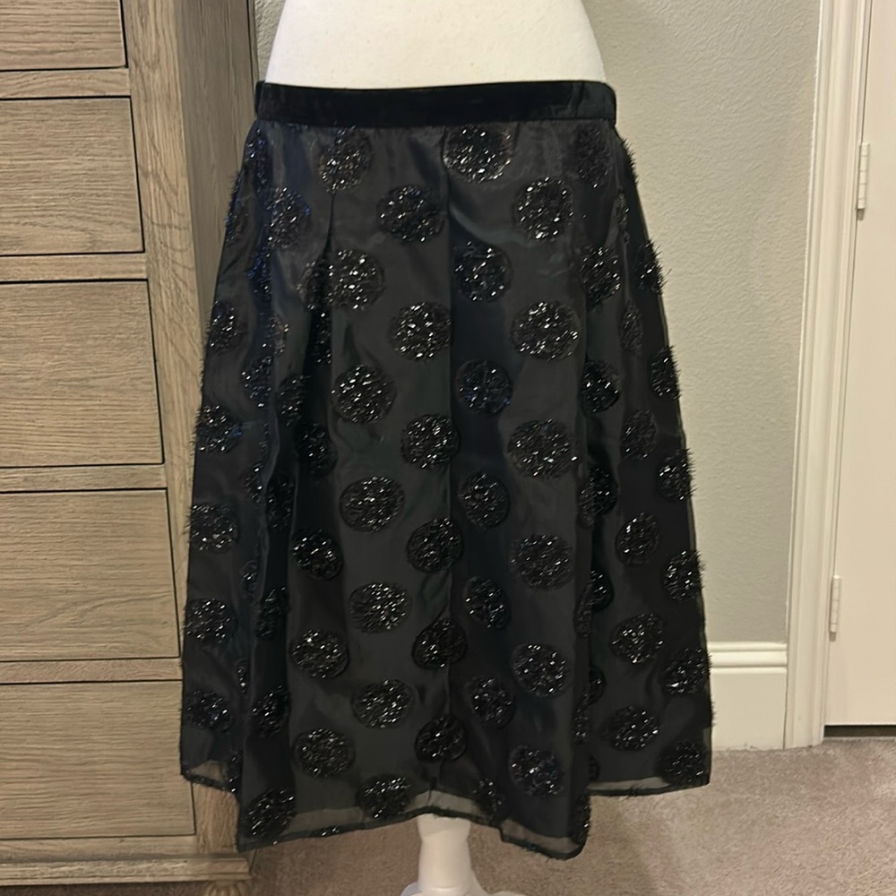 rsvy by Talbots | (NWT) Black Lurex Sparkle Clip Dot Full Skirt | 12